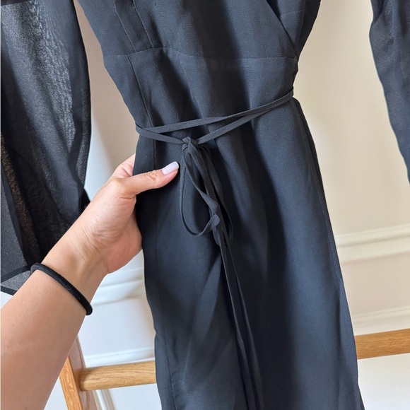 Reformation Ottessa Cutout Georgette Mini Wrap Dress - Size M - Black - GUC - Picture 3 of 12